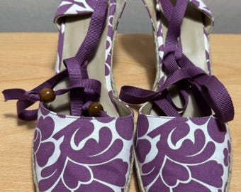 Boden Purple Tie Wedge/Espadrills Size 6 UK 39 EU