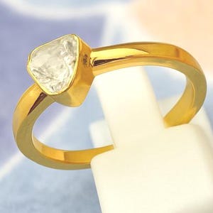 Dainty Gold Plated Diamond Ring: 925 Sterling Silver Band