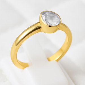14k Gold Plated Polki Diamond Ring: Sterling Silver Victorian Jewelry