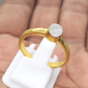 Dainty Diamond Ring: 14k Gold Plated Sterling Silver Victorian Jewelry