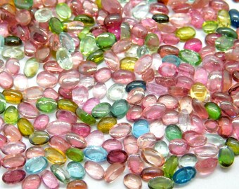 40 Pieces 4X5 MM Oval Shape AAA Natural Multi Color Tourmaline Cabochon Calibrated Gemstone Wholesale Lot 5X4 MM Oval Tourmaline Cabs