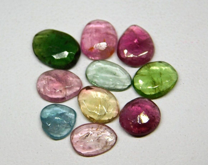 Lot De 4 Tourmalines Multicolores Du Mozambique - 3.41 Cts Total, Briolette Avec Trou, Non Chauffées