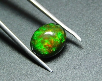 Natural Green Fire Black Opal | 6x8 MM Opal | Multi Flashing Opal | Green Fire Opal | Ethiopian Opal | Opal Cabochon Loose Gemstones