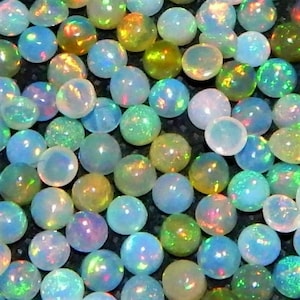 20 Pieces Natural Ethiopian Opal 5 mm Round Opal Wholesale Lot Multi Fire Cabochon Loose Gemstones
