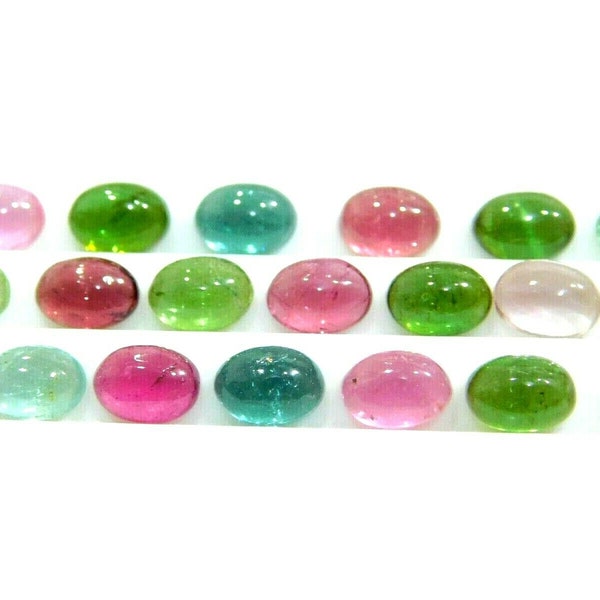 AAA+ Natural Multi Tourmaline 7x5 mm Oval 10 Pieces Wholesale Lot Calibrated Cabochon loose Gemstones