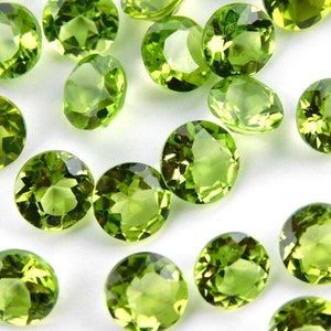 Wholesale Natural 5x5 MM Round Cut Faceted Peridot Loose Gemstones