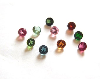 3 mm 100 Pieces Wholesale Lot Natural Multi Color Tourmaline Faceted Round Loose Gemstones