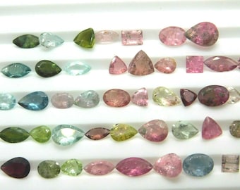 43 Pieces Mixed Wholesale Lot 15.50 Carat Natural Multi Faceted Loose Tourmaline Gemstones