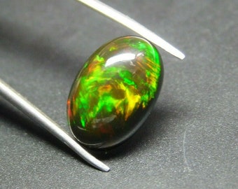 3.60 Carat Natural AAA+ Rare Multi Color Flashing Fire Black Opal Cabochon Loose Gemstones