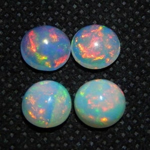 7x7 MM Round 4 Pieces AAA+ Wholesale Lot Natural Welo Fire Ethiopian Opal Cabochon Loose Gemstones