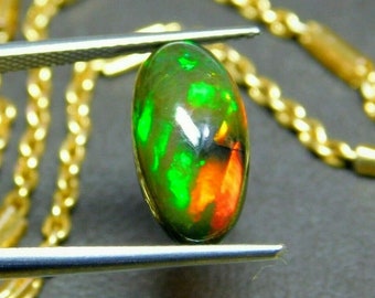 2.70 Ct High Quality Natural Black Ethiopian Opal Multi Fire Play Color Cabochon Loose Gemstone