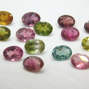 15 Pieces Wholesale Lot 6x4 mm Oval Cut Natural Multi Tourmaline Loose Gemstones