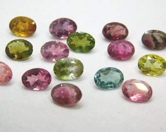 15 Pieces Wholesale Lot 6x4 mm Oval Cut Natural Multi Tourmaline Loose Gemstones