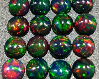 AAA+ Black Ethiopian Opal Loose Cabochon Gemstones - 6mm Round Lot