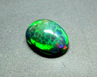 3.90 Carat AAA+ Natural Multi Flashing Fire Black Ethiopian Opal 10x14 mm Oval Cabochon Loose Gemstone