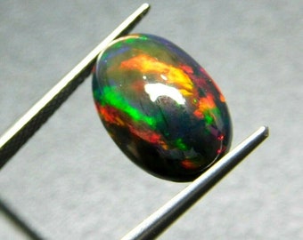4.50 Carat Natural Rainbow Disco Color Fire Black Opal High Quality Loose Cabochon Gemstones