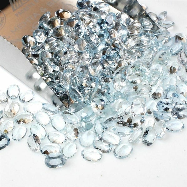 Natural Brazilian Genuine Aquamarine Wholesale Lot Oval Cut Calibrated Loose Gemstones