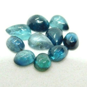 10 Pieces Wholesale Lot Natural Blue Paraiba Tourmaline Cabochon Loose Gemstones