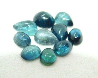 10 Pieces Wholesale Lot Natural Blue Paraiba Tourmaline Cabochon Loose Gemstones