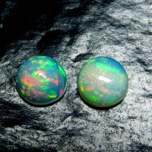 Natural Earth Mined 7 MM Round Pair Ethiopian Welo Fire Opal Loose Cabochon Gemstones