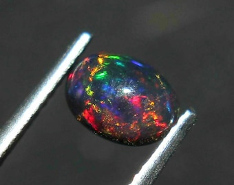 Natural Black Opal 8x6 mm Oval Ethiopian Multi Fire Opal Cabochon Loose Gemstones