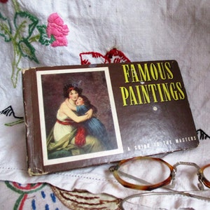 Pinturas famosas, um guia para os mestres, 1941, reproduções coloridas de 44 obras-primas famosas de pintores famosos, livreto em tamanho de cartão postal