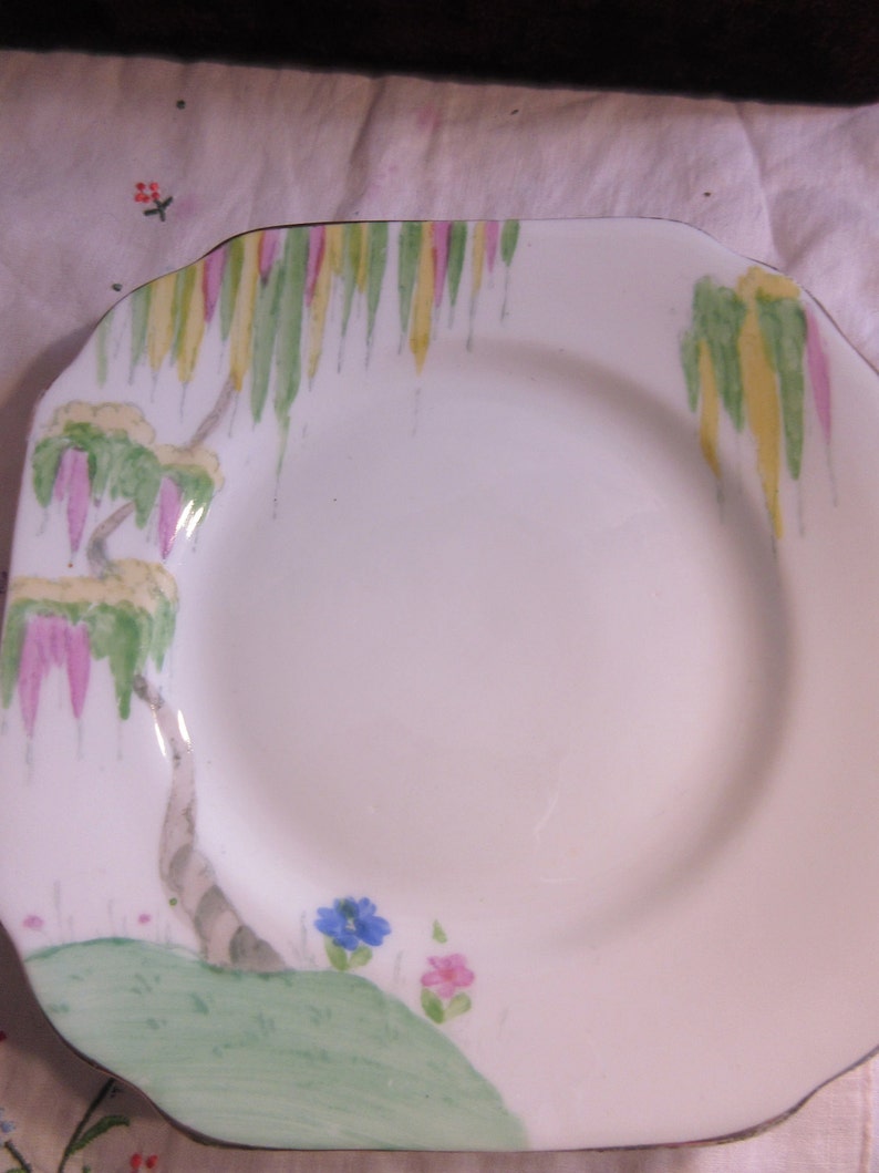 2 Art Deco Bone China Tea Plates 30's Vintage Made in Etsy Canada