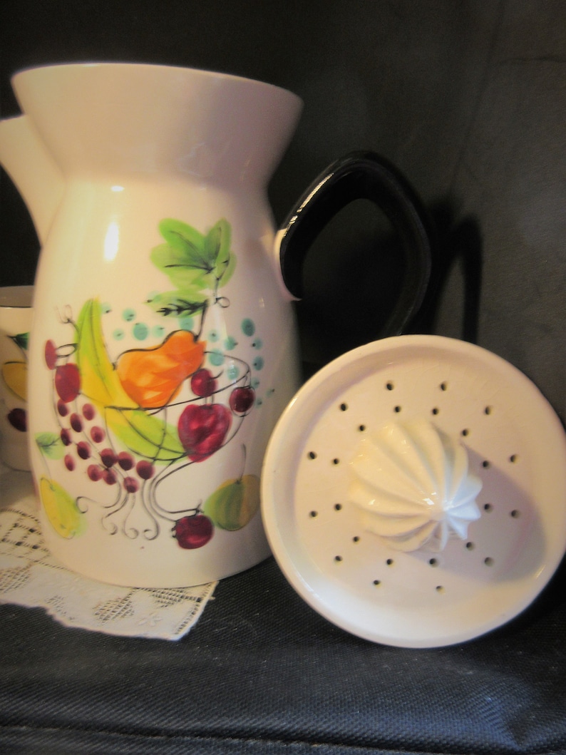 1950's Juice Set Ceramic Juicer Pitcher With 4 Juice Etsy