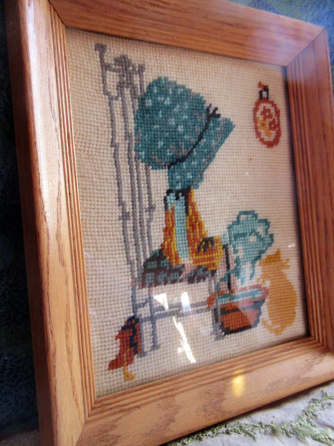 Hand Made Needlepoint Holly Hobby Picture Original Frame Etsy