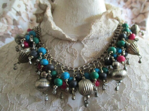 1970s tribal hippie necklace, nepal, style, choke… - image 1