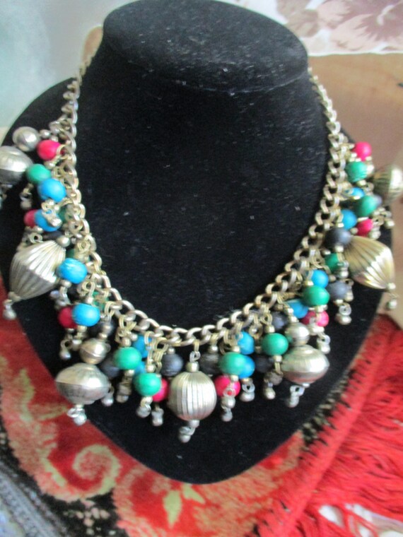 1970s tribal hippie necklace, nepal, style, choke… - image 4