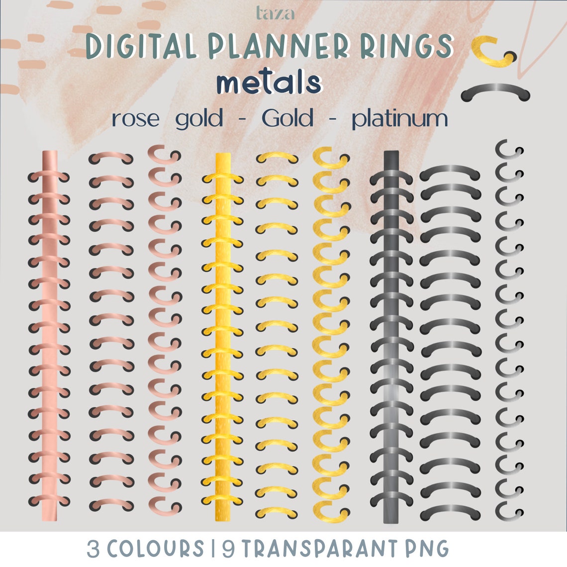 Digital Planner rings PNG binder rings for Goodnotes Etsy