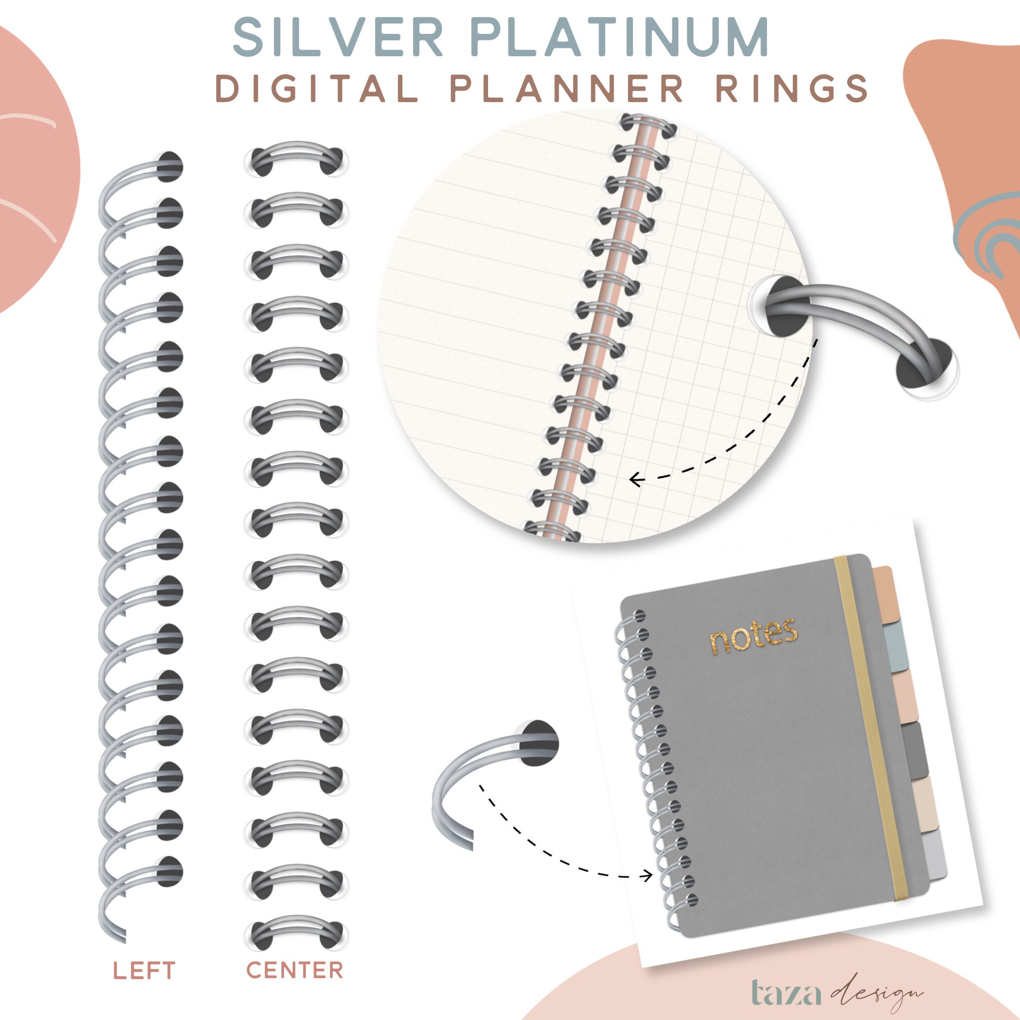 SILVER PLATINUM Binder Double Rings Like Real Digital Planner Etsy UK