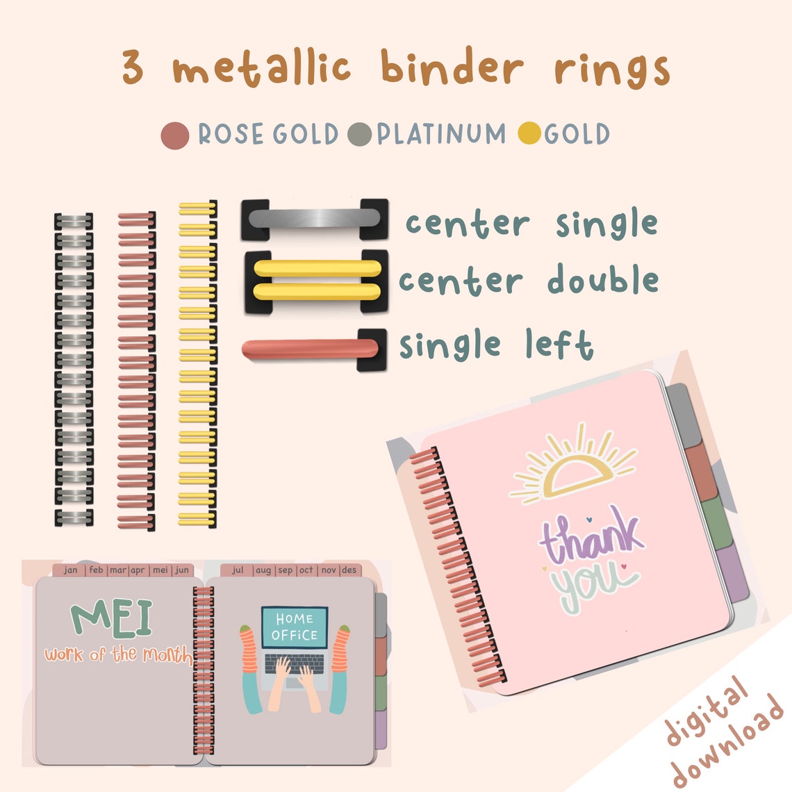 Digital Planner Rings PNG Binder Rings for Goodnotes Etsy