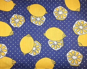 Lemon polyester cotton quilting fabric, fat quarter, half yard, by the yard