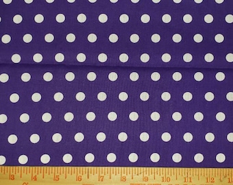 Purple Polka Dot fabric, 100% cotton Quilting fabric, Fat Quarter, 1/2 yard,  sold by the yard