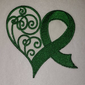Green awareness ribbon, motorcycle patch, Biker vest patch, fun patches, embroidered patch, green ribbon