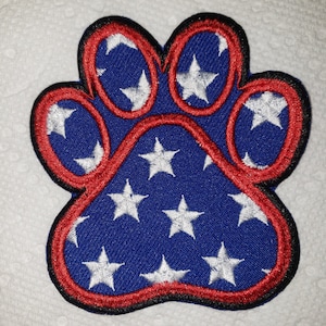 American paw print embroidered patch