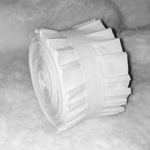 All White jelly roll, solid white fabric 2.5 x 44 inch jelly roll, 18 strips cotton Quilting fabric