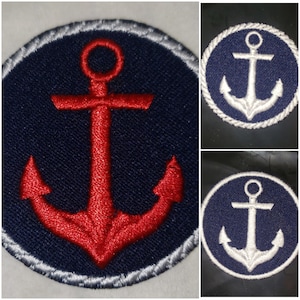 Anchor Nautical 2 inch round embroidered patch
