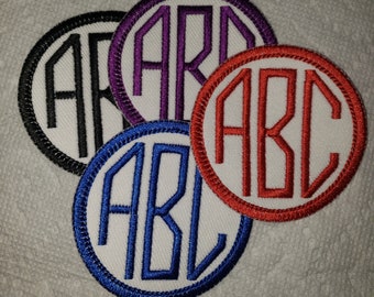 Monogrammed patch, Monogrammed circle patch, choose your initials and color, 1 Individual patch Monogram Patch stocking, backpack NO NUMBERS