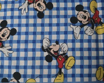 Cotton fabric,Plaid Mickey fabric, cotton Quilting fabric