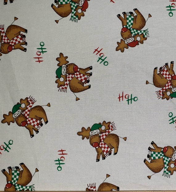 Red Nosed Reindeer Fabric By The Yard