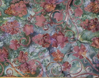 Batik fabric, blue purple batiks, cotton Quilting fabric, grapes print