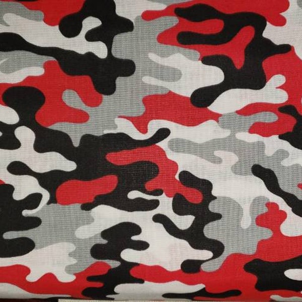 Kickin Camo real red fabric, cotton Quilting fabric, fat quarter, half yard, by the yard