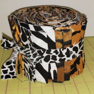 Animal print jelly rolls, precut quilt strips, 20 strips 2.5&quot; x 44&quot;, cotton Quilting fabric