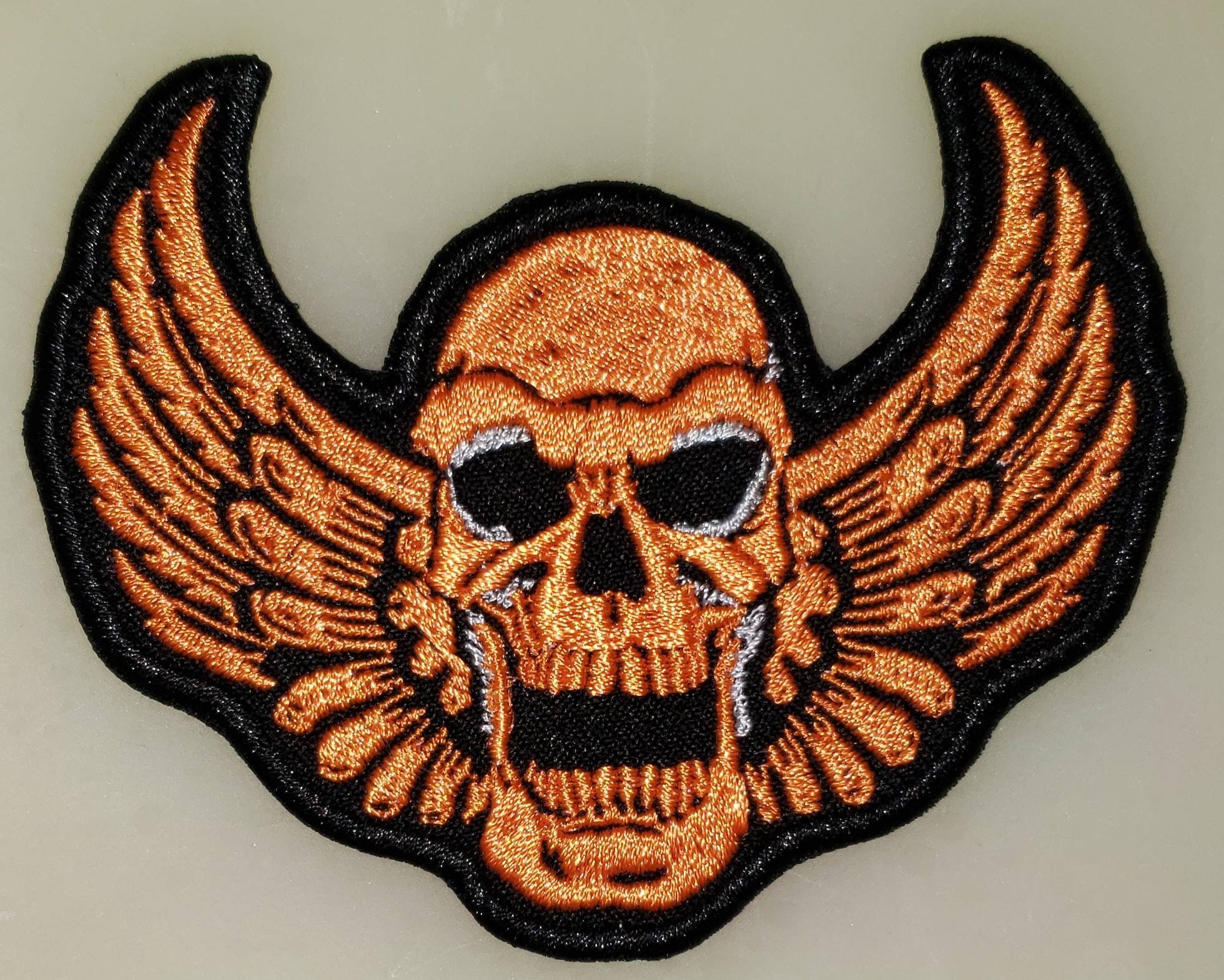 Skull With Wings, Motorcycle Patch, Embroidered Patch, Biker Vest