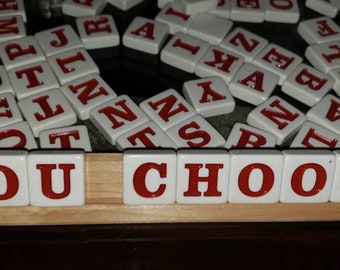 Individual scrabble tiles, you choose letters, Alphabet letters