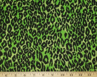 Leppard Print Fabric,  wild things Fabric,  cotton polyester fabric, green Leppard Print