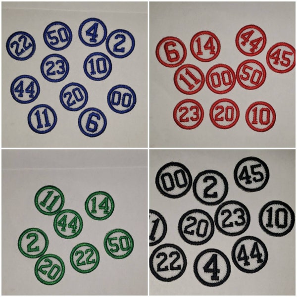 Round Number patches, embroidery patches, 2 inch patch, choose your number